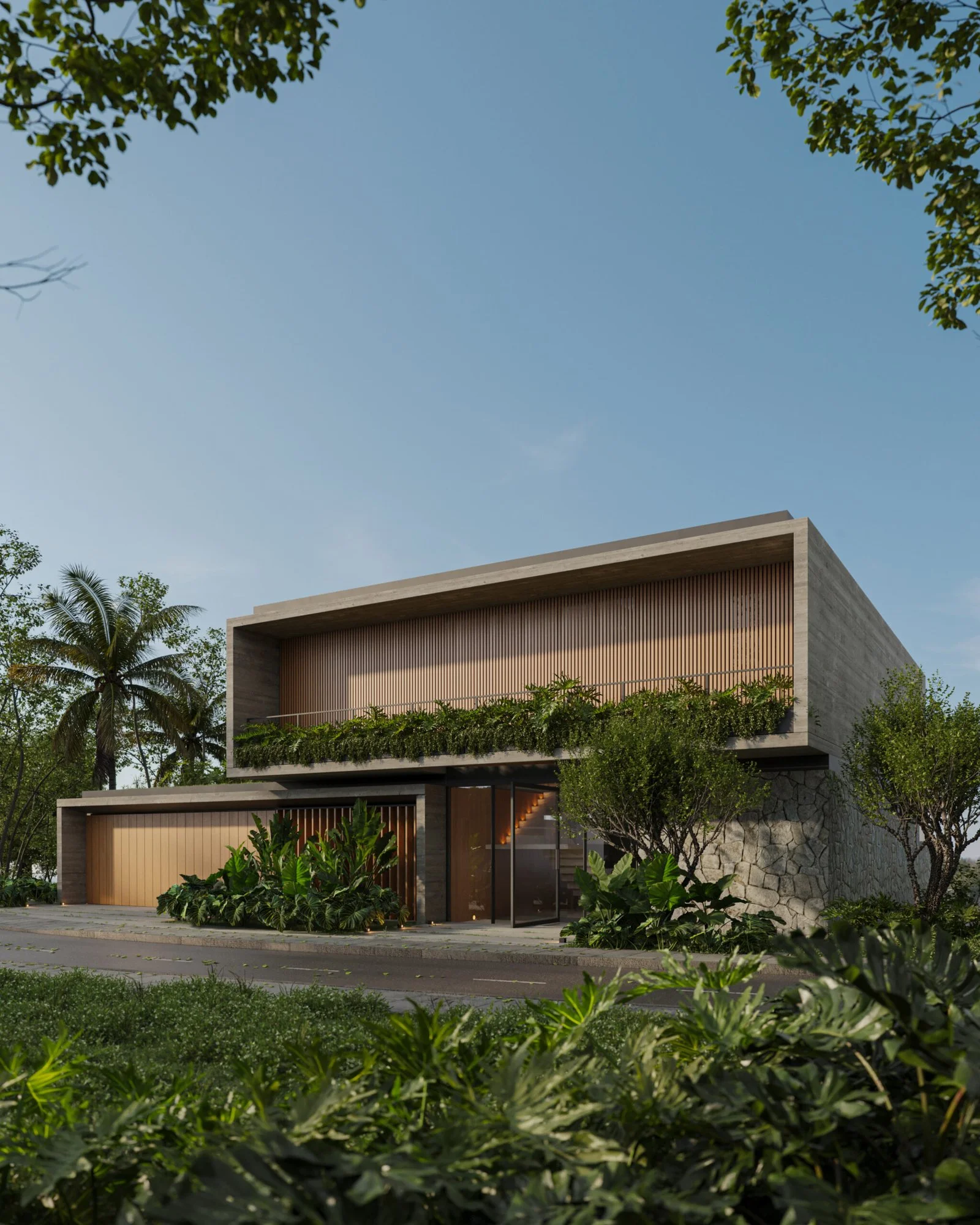 Volume superior em brises com jardim — Casa VC, VK Arquitetos